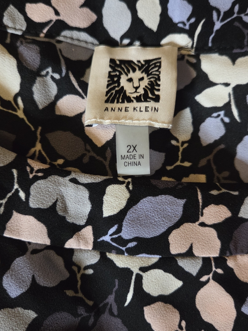 Anne Klein Floral Sleeveless Blouse 2X: Black Workwear Shell Top Plus Size - Picture 7 of 11